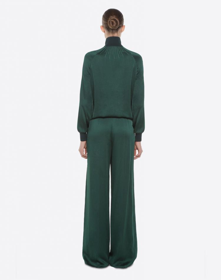 Pre Owned Valentino Jungle/Peppermint Satin Hammered Trousers M