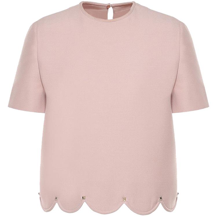 Pre Owned Valentino Wild Rose Crepe Couture Scalloped Top S