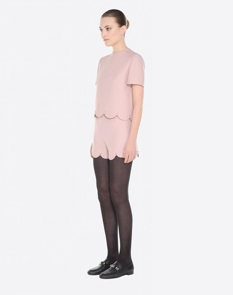 Pre Owned Valentino Wild Rose Crepe Couture Scalloped Top S