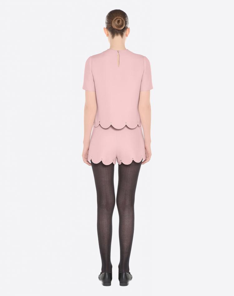 Pre Owned Valentino Wild Rose Crepe Couture Scalloped Top S