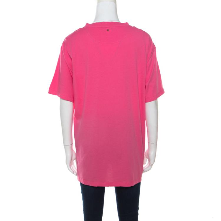 Pre Owned Valentino Shadow Pink Pink Is Punk Printed Cotton Crew Neck Oversized T-Shirt XL