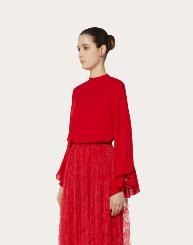 Pre Owned Valentino Red Georgette Top Medium / IT 42