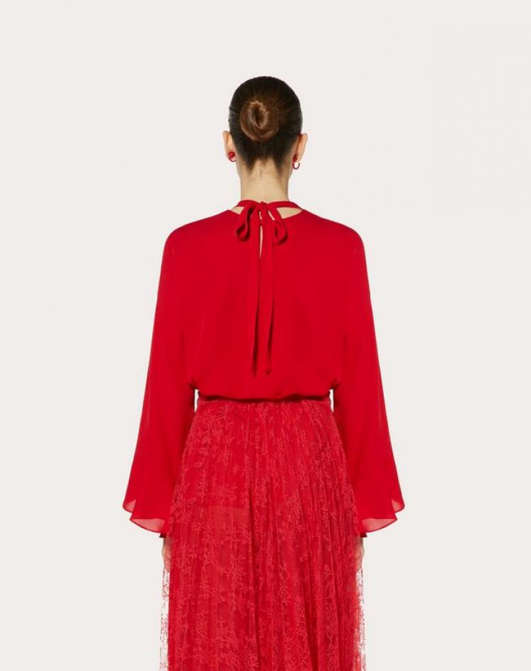 Pre Owned Valentino Red Georgette Top Medium / IT 42