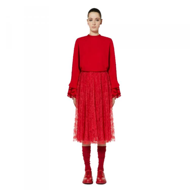 Pre Owned Valentino Red Georgette Top Medium / IT 42