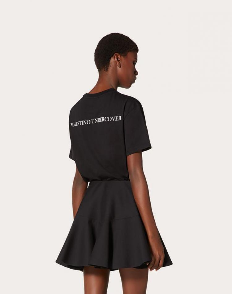 Pre Owned Valentino Black Chain Rose by Undercover Print Jersey Crew Neck T Shirt S