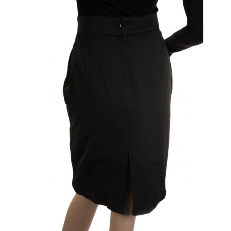 Pre Owned Valentino Black Bow Midi Skirt M