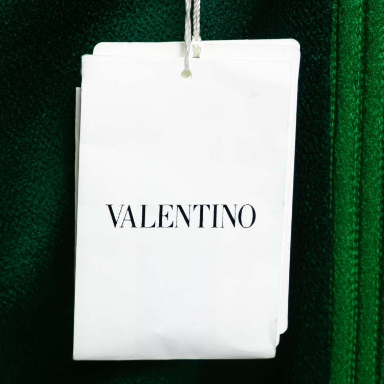 Pre Owned Valentino Green Crepe Pleated Stripe Cutout Detail Track Pants S