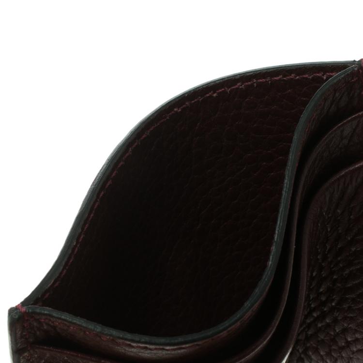 Pre Owned Valentino Burgundy Leather Rockstud Embellished Card Holder