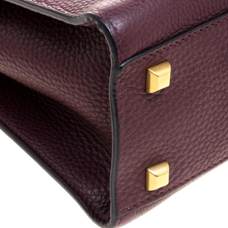 Pre Owned Valentino Burgundy Painted Leather My Rockstud Top Handle Bag