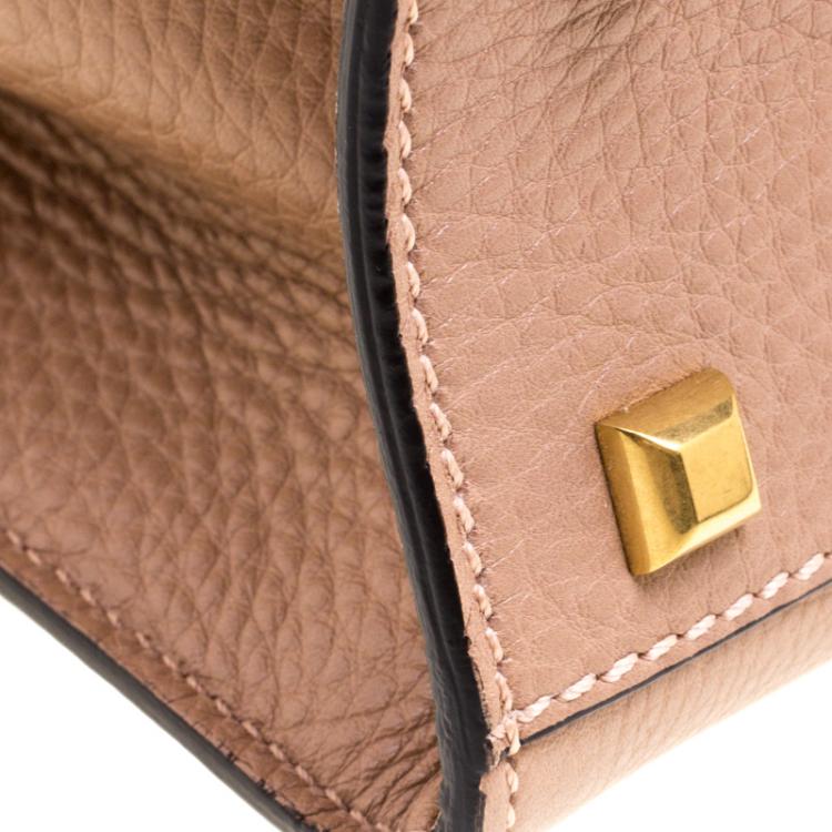 Pre Owned Valentino Brown Tribal Motif Leather My Rockstud Top Handle Bag