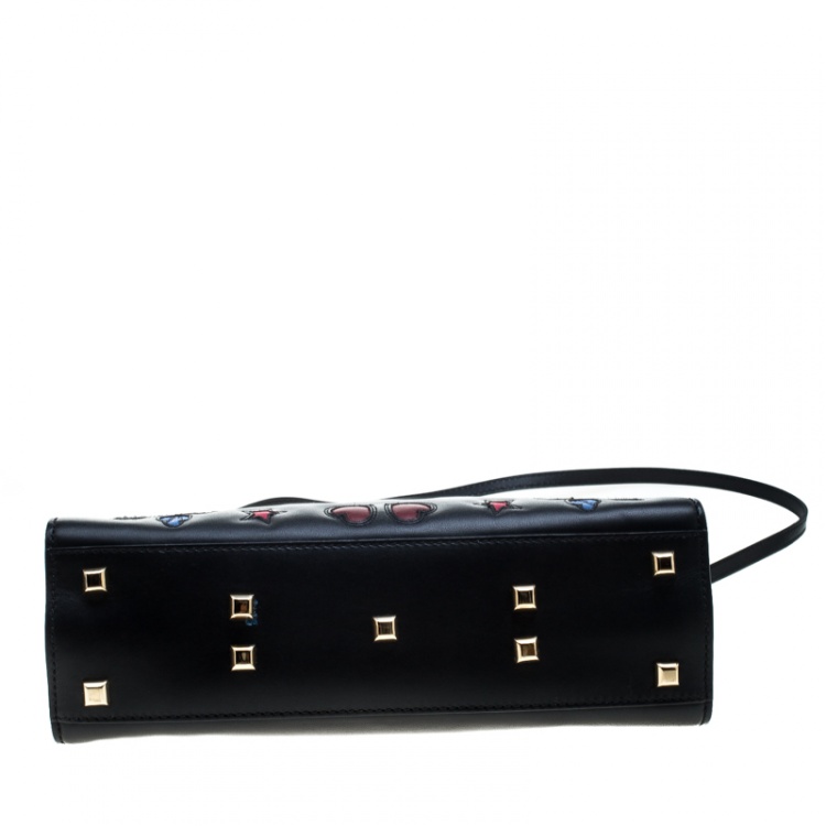 Pre Owned Valentino Black Leather Butterfly My Rockstud Top Handle Bag