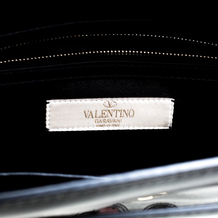 Pre Owned Valentino Black Leather Butterfly My Rockstud Top Handle Bag
