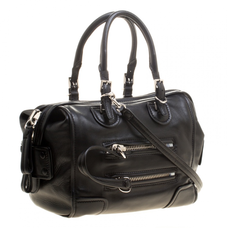 Pre Owned Valentino Black Leather Bowling Bag