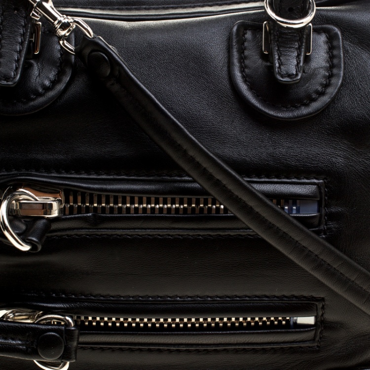 Pre Owned Valentino Black Leather Bowling Bag