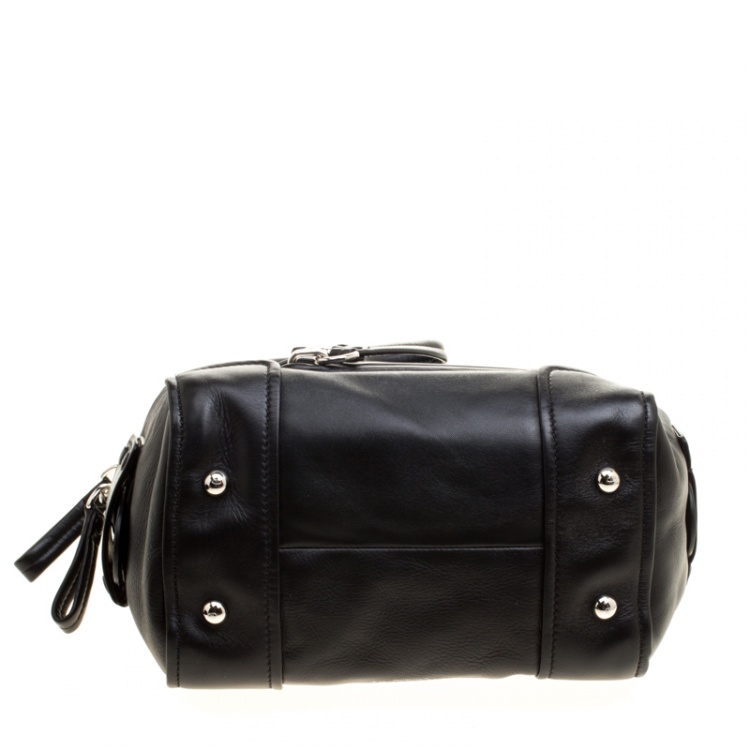 Pre Owned Valentino Black Leather Bowling Bag