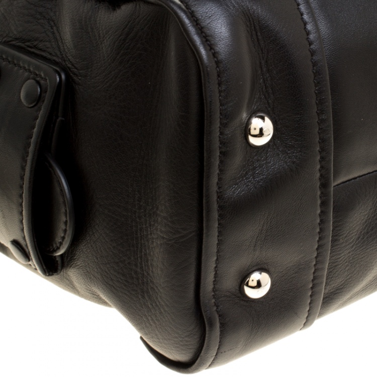 Pre Owned Valentino Black Leather Bowling Bag