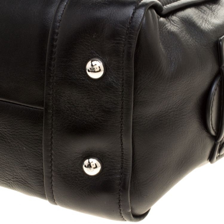 Pre Owned Valentino Black Leather Bowling Bag