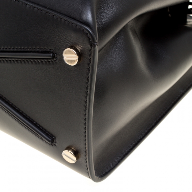 Pre Owned Valentino Black Leather Large Joylock Top Handle Bag