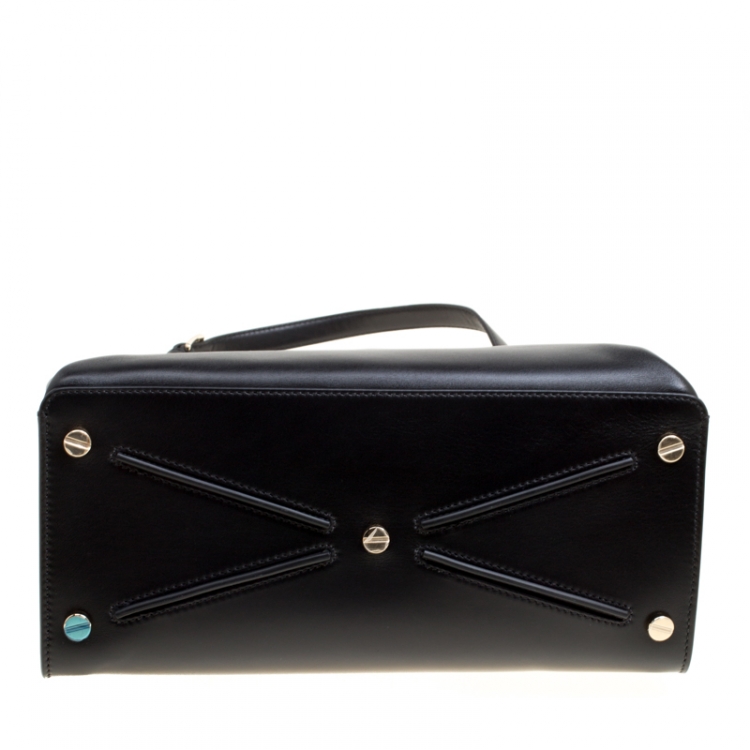 Pre Owned Valentino Black Leather Large Joylock Top Handle Bag