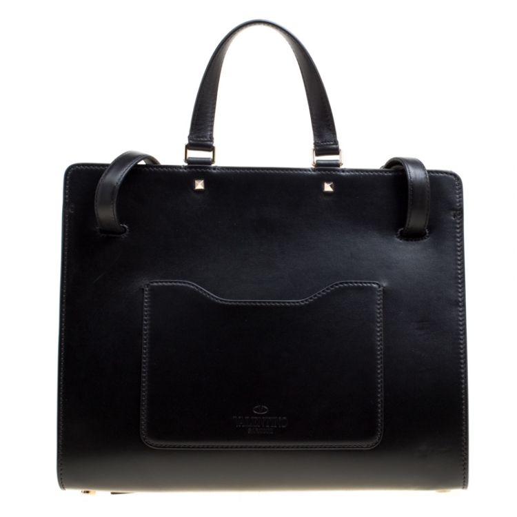Pre Owned Valentino Black Leather Large Joylock Top Handle Bag