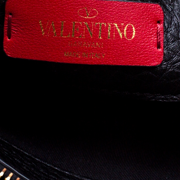 Pre Owned Valentino Black Leather Rockstud Around Top Handle Bag