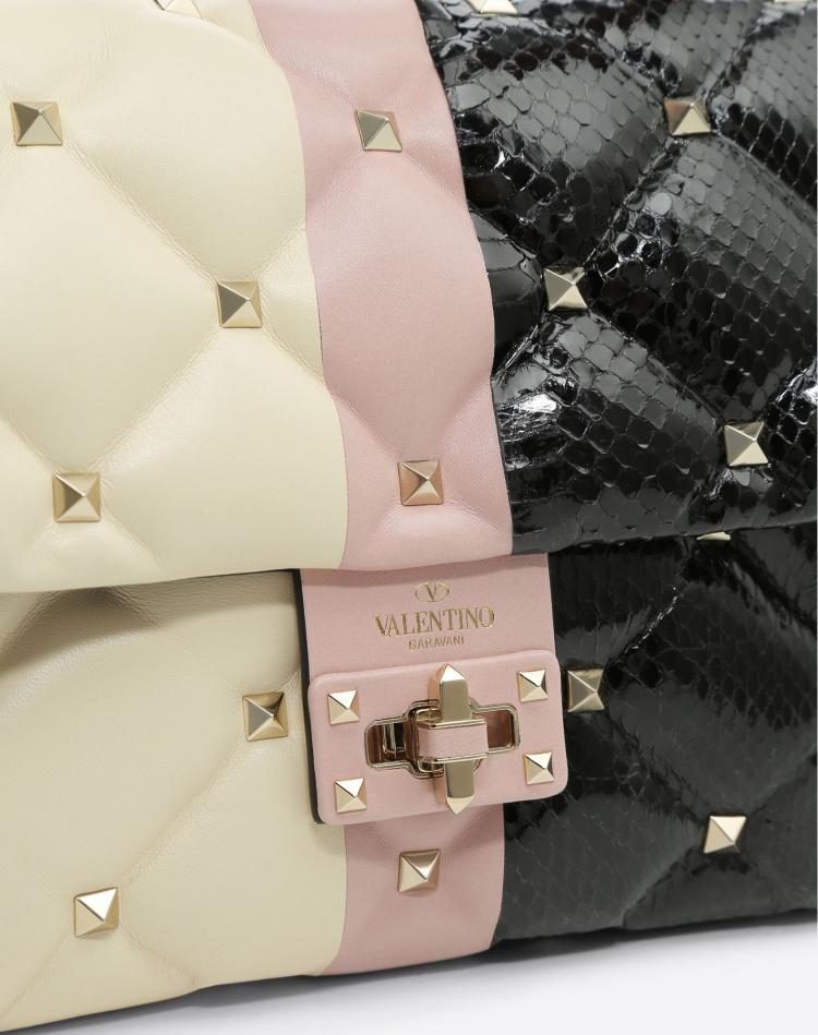 Pre Owned Valentino Multicolor Quilted Leather and Ayres BayadÃ¨re Stripes Candystud Top Handle Bag