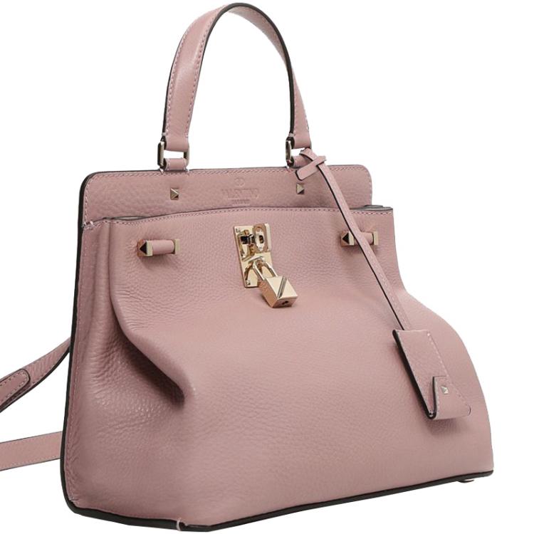 Pre Owned Valentino Lipstick Leather Medium Joylock Top Handle Bag