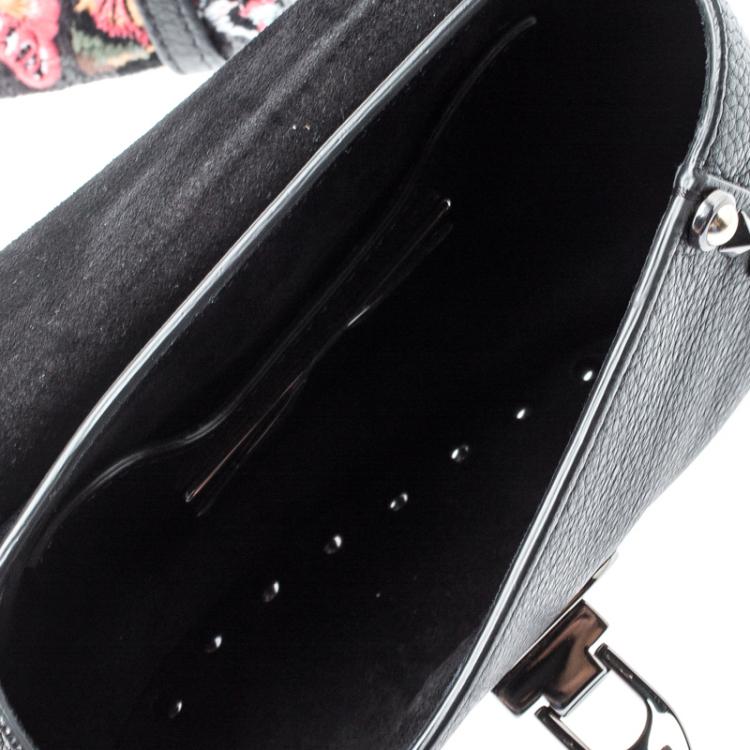 Pre Owned Valentino Black Leather Guitar Rockstud Rolling Belt Bag