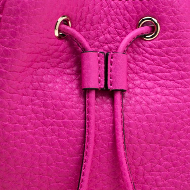 Pre Owned Valentino Pink Orchid Leather Rockstud Bucket Bag