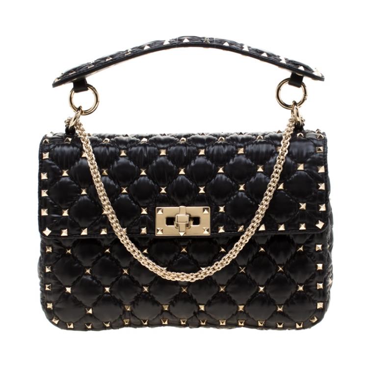 valentino black bag gold chain