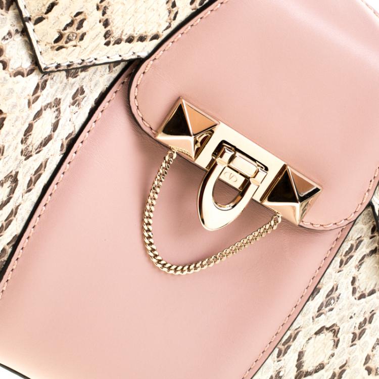 Pre Owned Valentino Dusty Rose/Roccia Ayers Leather Top Handle Bag