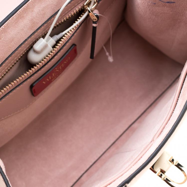Pre Owned Valentino Dusty Rose/Roccia Ayers Leather Top Handle Bag