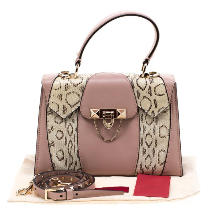 Pre Owned Valentino Dusty Rose/Roccia Ayers Leather Top Handle Bag