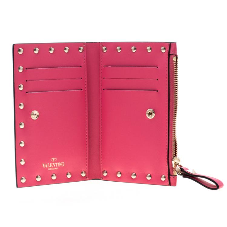 Valentino Shadow Pink Leather Rockstud Card Holder Valentino