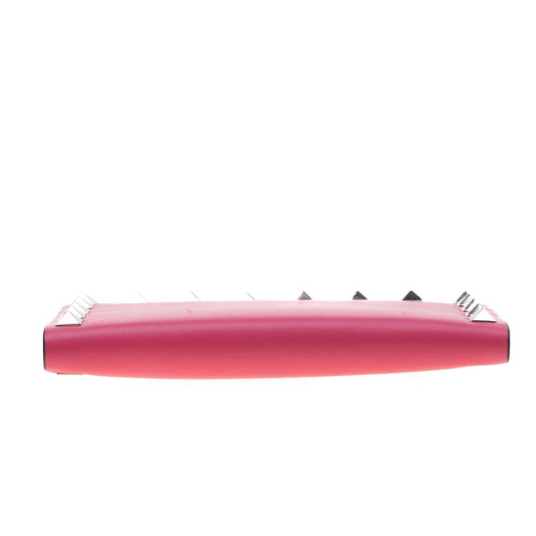 Pre Owned Valentino Shadow Pink Leather Rockstud Card Holder