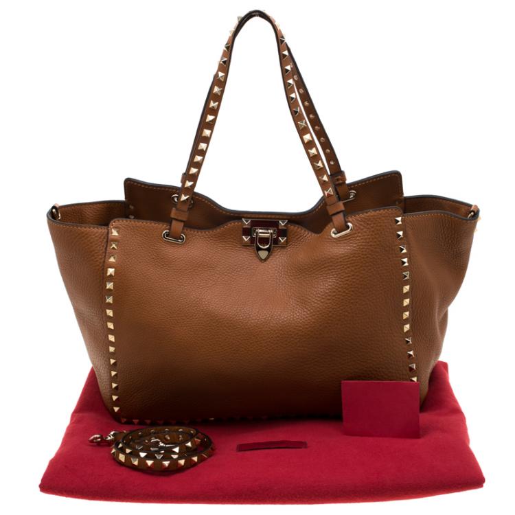 Pre Owned Valentino Light Cuir Leather Rockstud Trapeze Tote