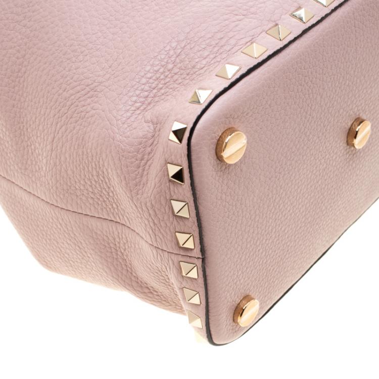 Pre Owned Valentino Poudre Leather Small Rockstud Bucket Bag