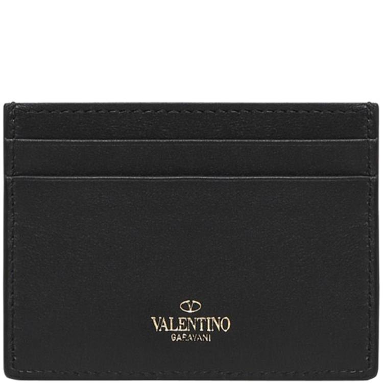 Pre Owned Valentino Black Leather Rockstud Cardholder