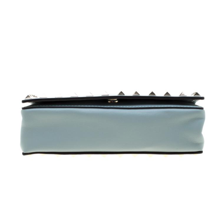 Pre Owned Valentino Nube Leather Rockstud Chain Clutch Bag