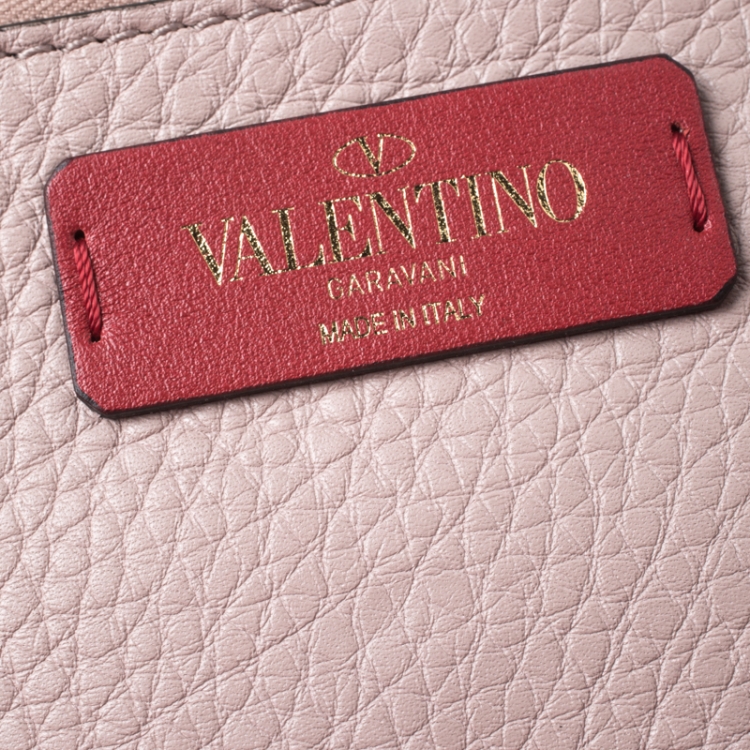 Pre Owned Valentino Powder Pink Leather Small Rockstud Bucket Bag