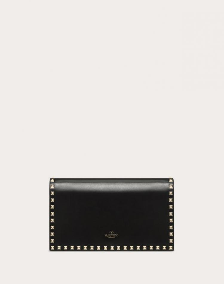 Pre Owned Valentino Black Leather Medium Rockstud Clutch
