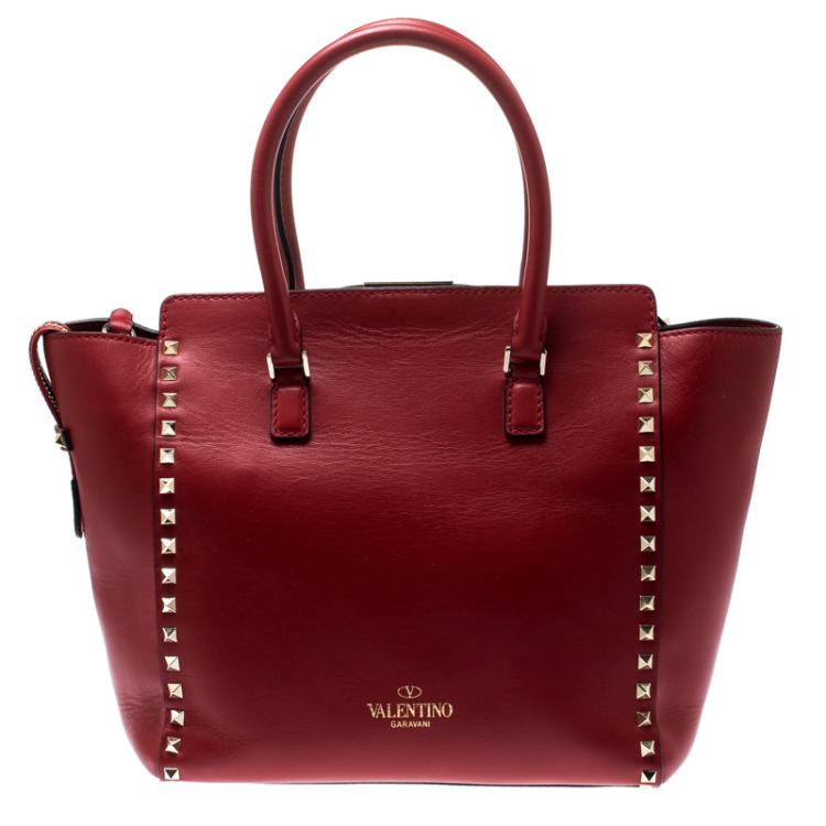 Pre Owned Valentino Rosso V. Leather Rockstud Tote