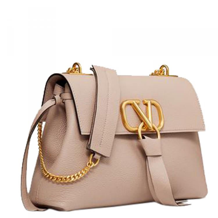 Valentino Poudre Grainy Leather VRING Chain Crossbody Bag