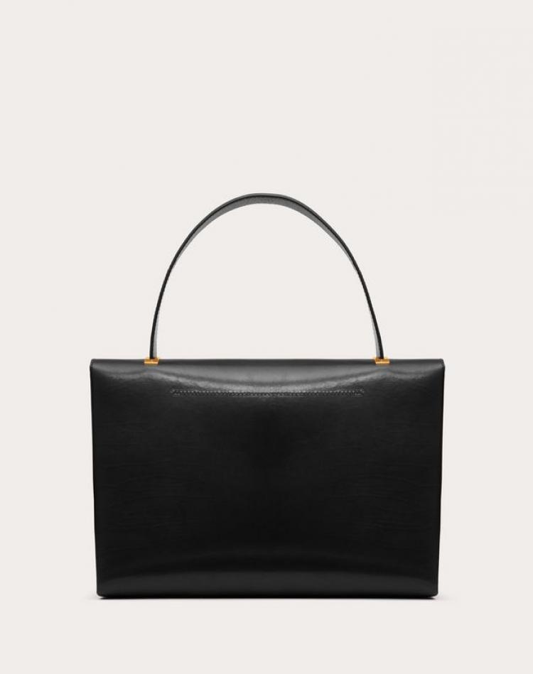 Pre Owned Valentino Black Smooth Leather VCHAIN Top Handle Bag