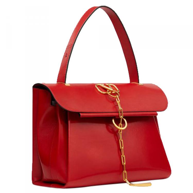 Rockstud Calfskin Handbag for Woman in Rouge Pur