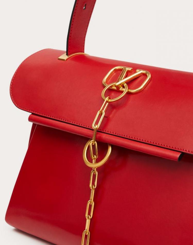 Pre Owned Valentino Rouge Pur Smooth Leather VCHAIN Top Handle Bag