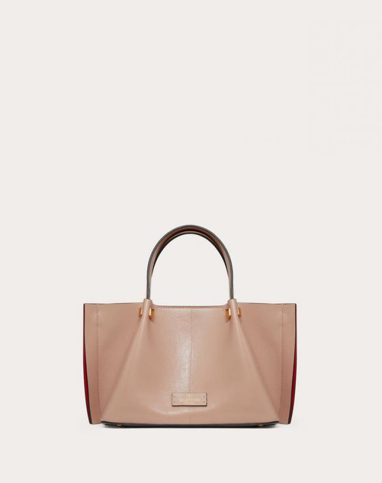 Pre Owned Valentino Rose Canelle Leather Flower Embellishments Small VLOGO Escape Shopper Tote