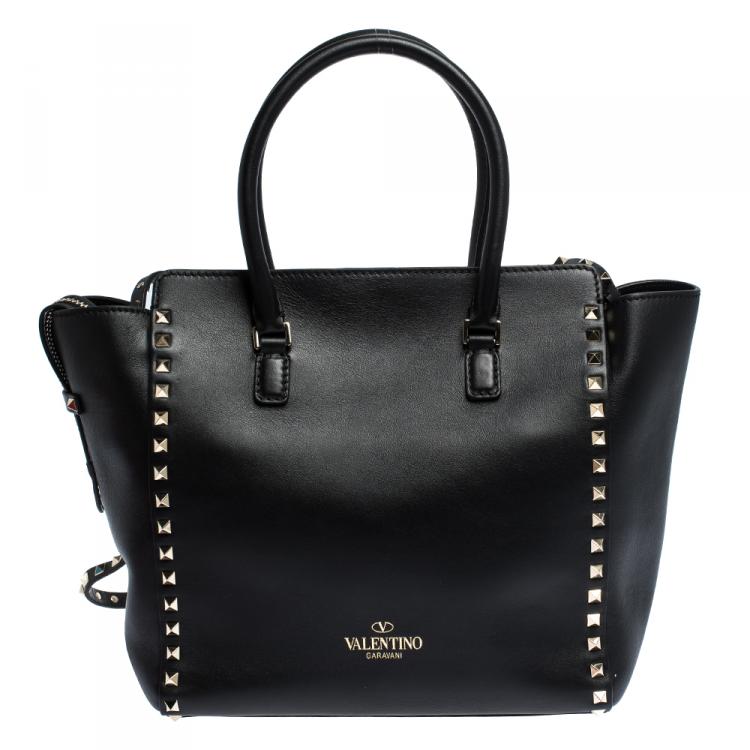 Pre Owned Valentino Black Leather Rockstud Tote