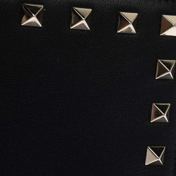 Pre Owned Valentino Black Leather Rockstud Coin Purse
