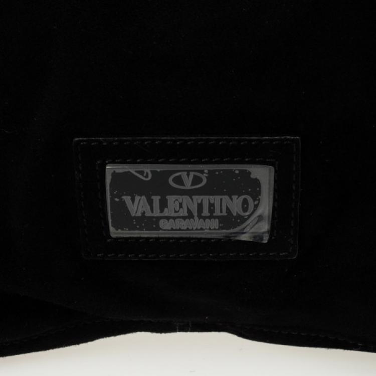 Pre Owned Valentino Nuage Bow Black Hobo with Crystal Bag